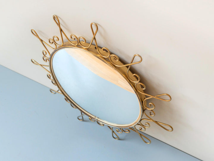 Vintage Belgian Convex Sunburst Mirror - Deknudt