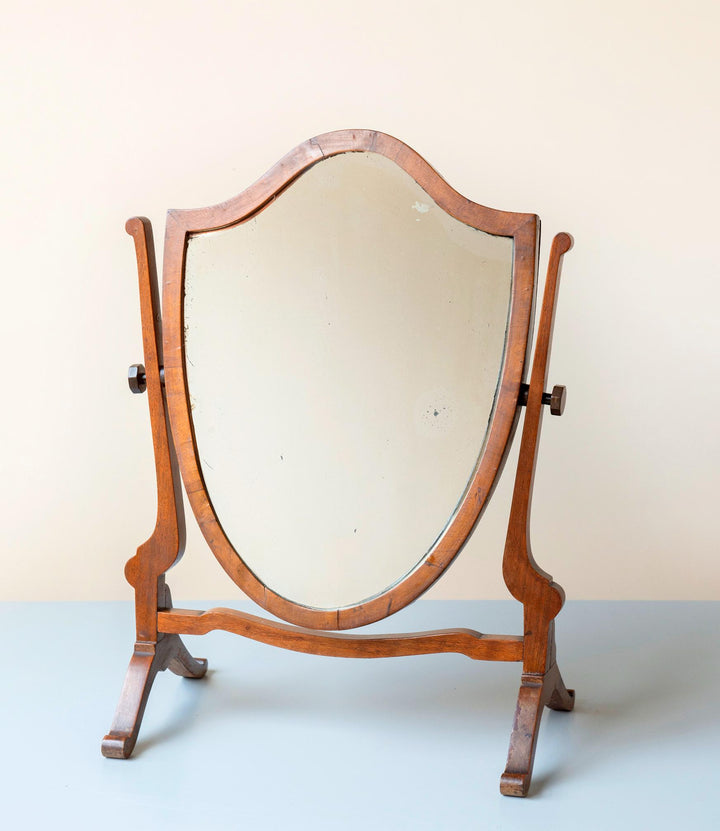 Antique Shield Mirror - English Mahogany Table Mirror