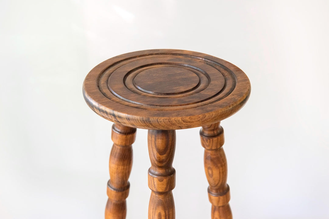 Vintage French Plant Stand - Tall Bobbin Pedestal