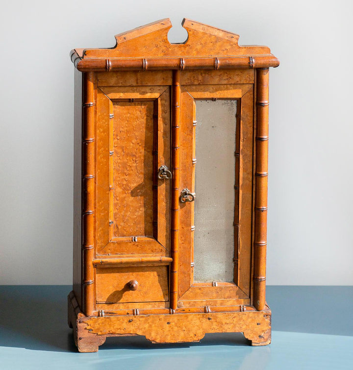 Antique French Faux Bamboo Wall Cabinet - 1920s