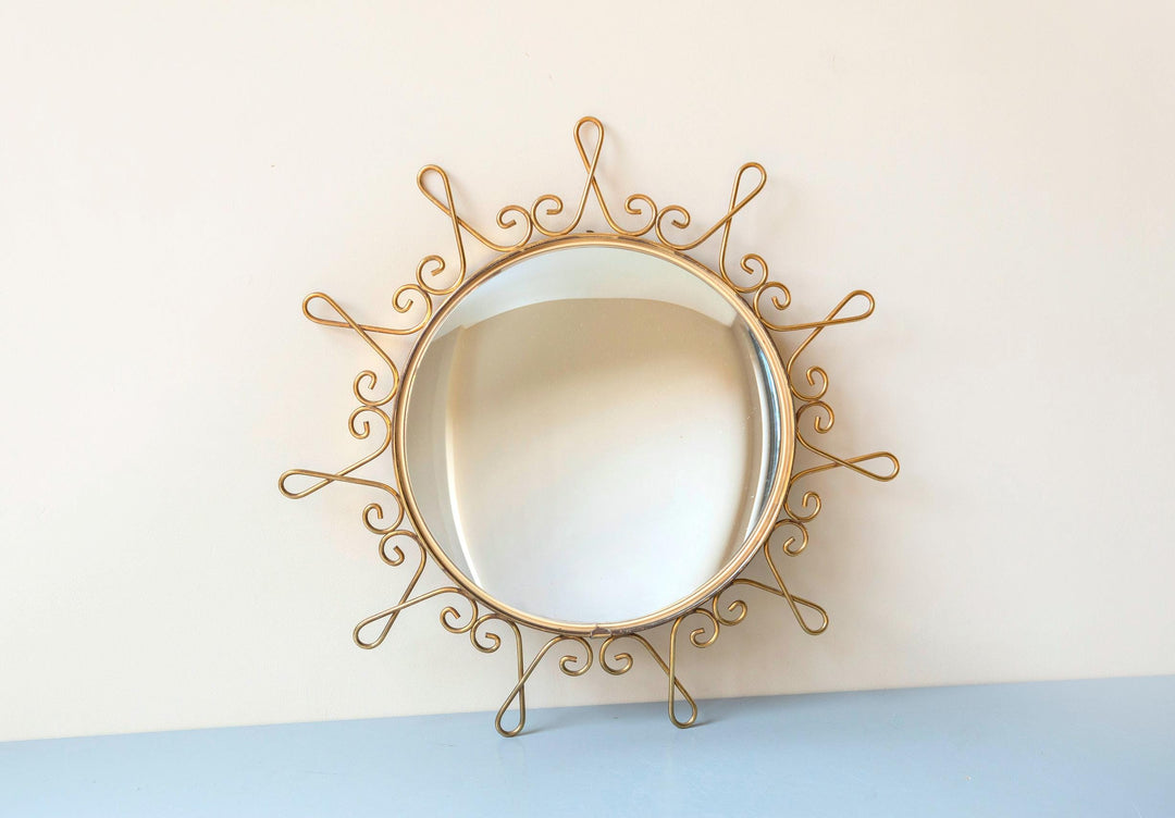 Vintage Belgian Convex Sunburst Mirror - Deknudt