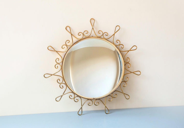 Vintage Belgian Convex Sunburst Mirror - Deknudt