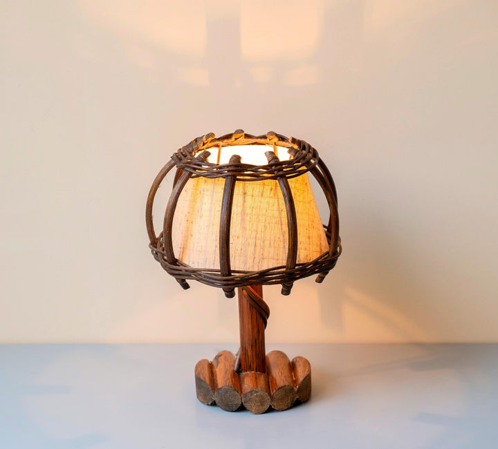 Vintage Bamboo Table Lamp by Louis Sognot, 1950s