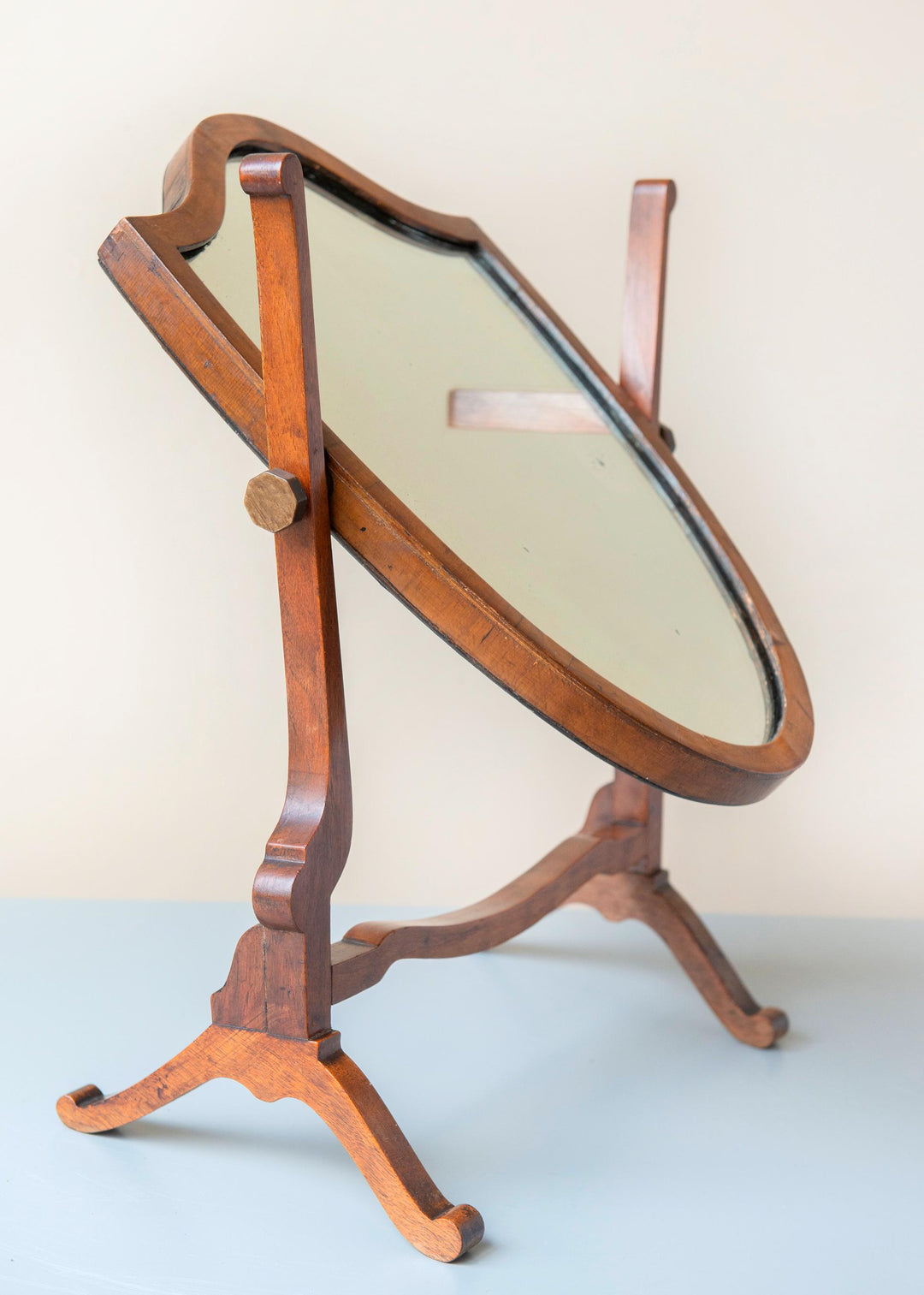 Antique Shield Mirror - English Mahogany Table Mirror