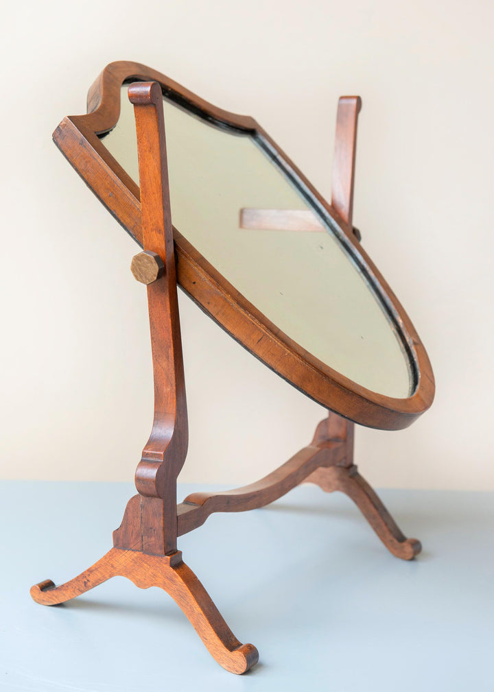 Antique Shield Mirror - English Mahogany Table Mirror