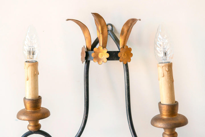 Italian Florentine Wall Sconce, 1960s