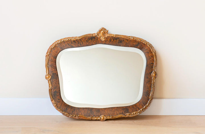 Vintage Faux Tortoiseshell Wall Mirror - French Louis XV Style