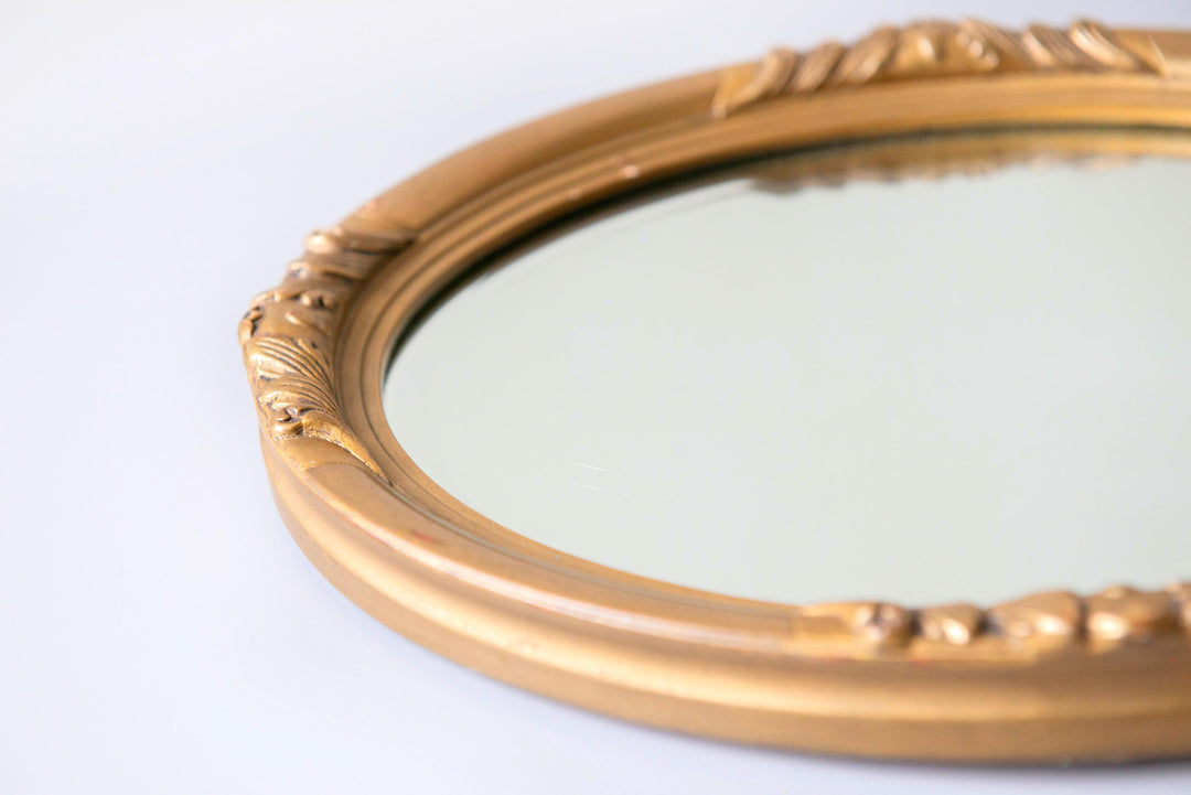 Vintage Belgian Oval Gold Wall Mirror – 1960s