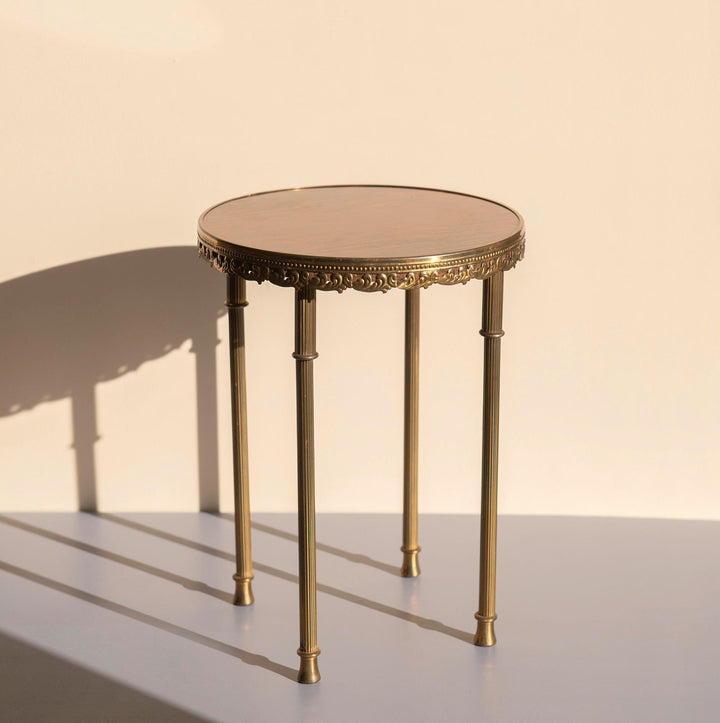 Brass Round Side Table - Hollywood Regency Plant Stand