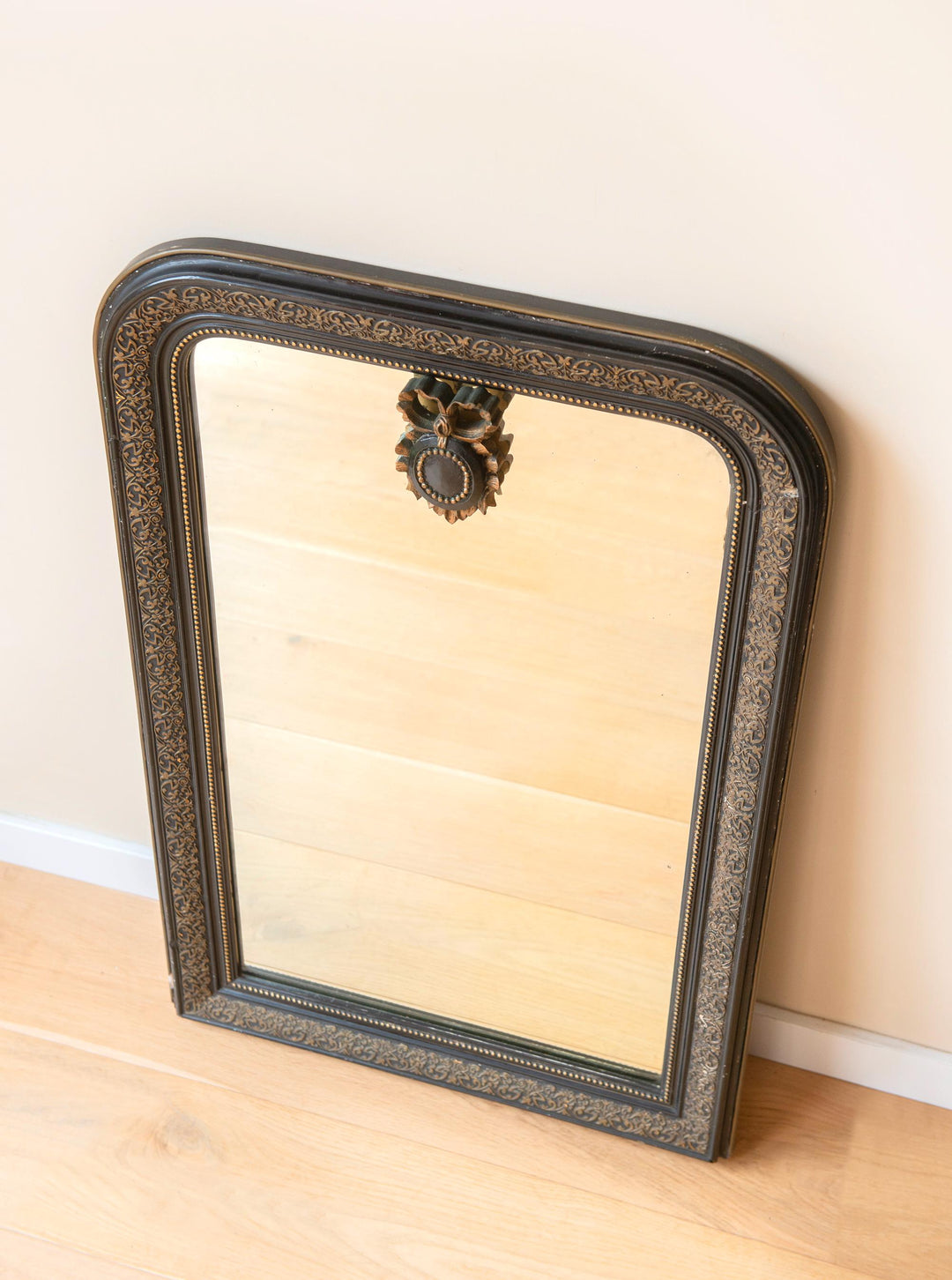 Antique French Black & Gold Louis Philippe Arch Mirror
