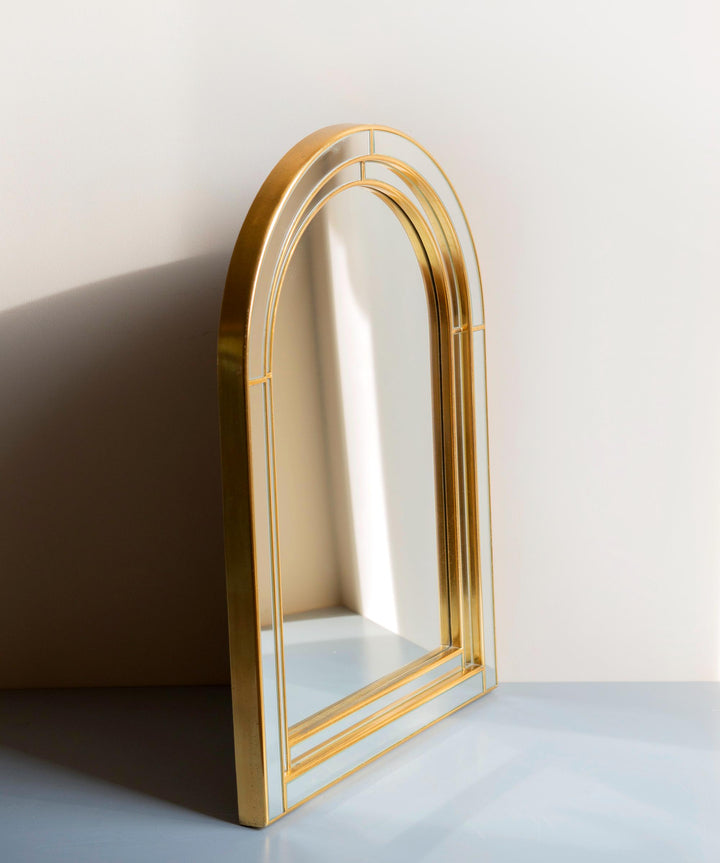 Vintage Deknudt Wall Mirror - Gold Arched Frame