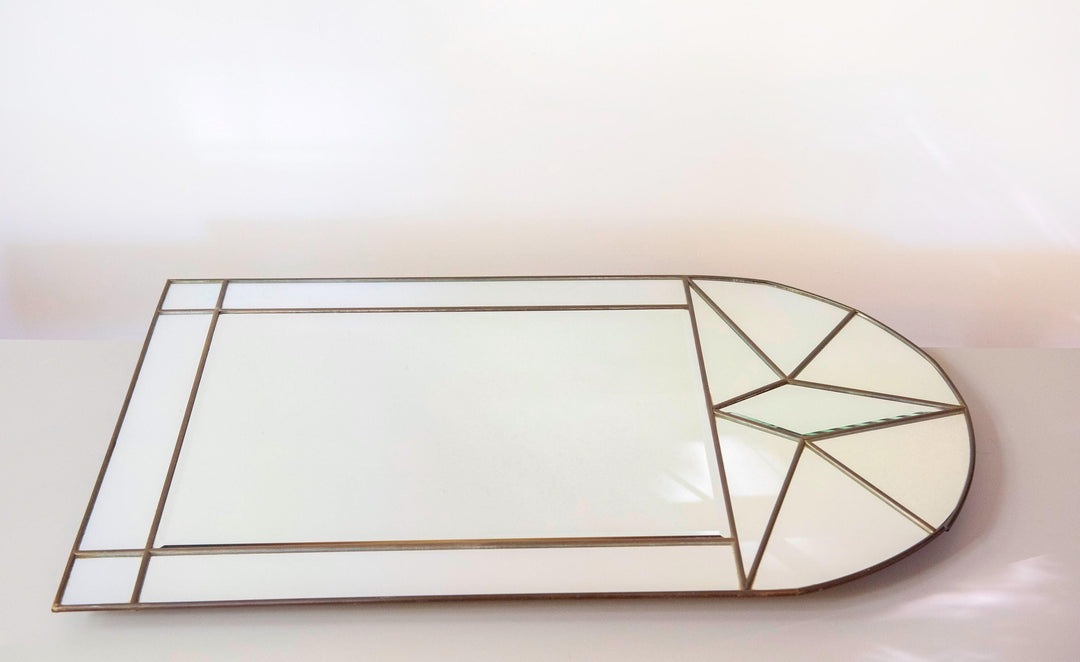 Vintage Art Deco Revival Brass Wall Mirror