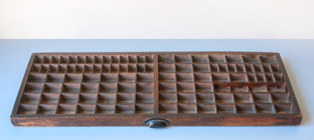 Antique Wooden Printer’s Tray - Oak Letterpress Shadow Box