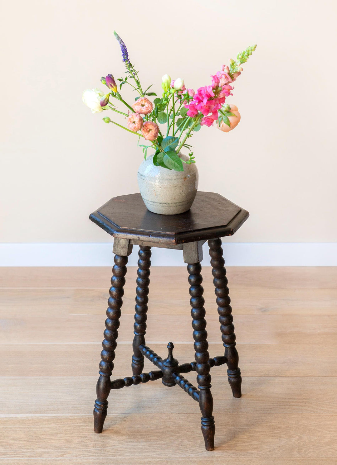Antique Bobbin Stool - Octagonal Plant Stand, c. 1900