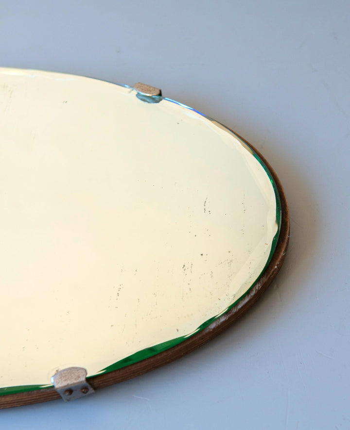 Oval Art Deco Frameless Mirror - Facet Cut Glass