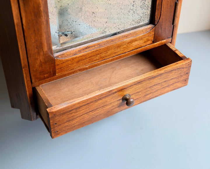 Antique French Wall Cabinet With Foxed Mirror
