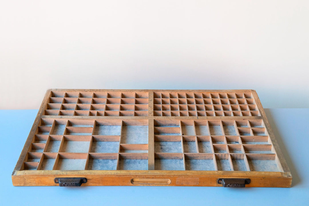 Vintage Printers Tray - Dutch Wooden Letterpress Drawer