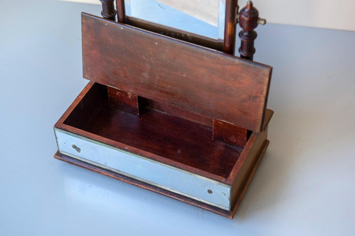 Antique Victorian Mahogany Table Mirror with Drawer