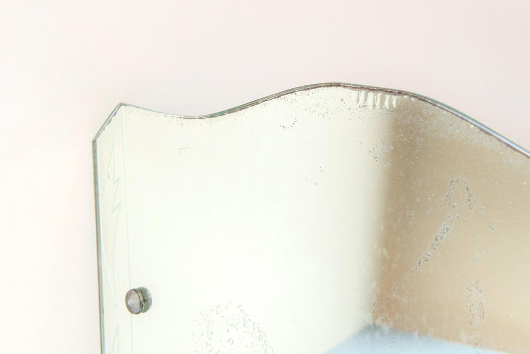 Antique Art Deco Frameless Beveled Wall Mirror