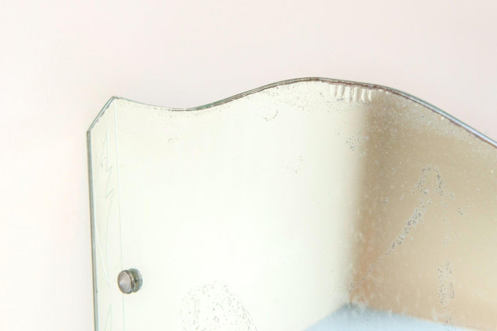 Antique Art Deco Frameless Beveled Wall Mirror