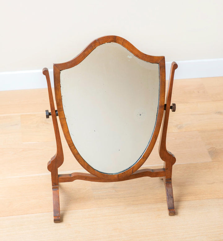 Antique Shield Mirror - English Mahogany Table Mirror