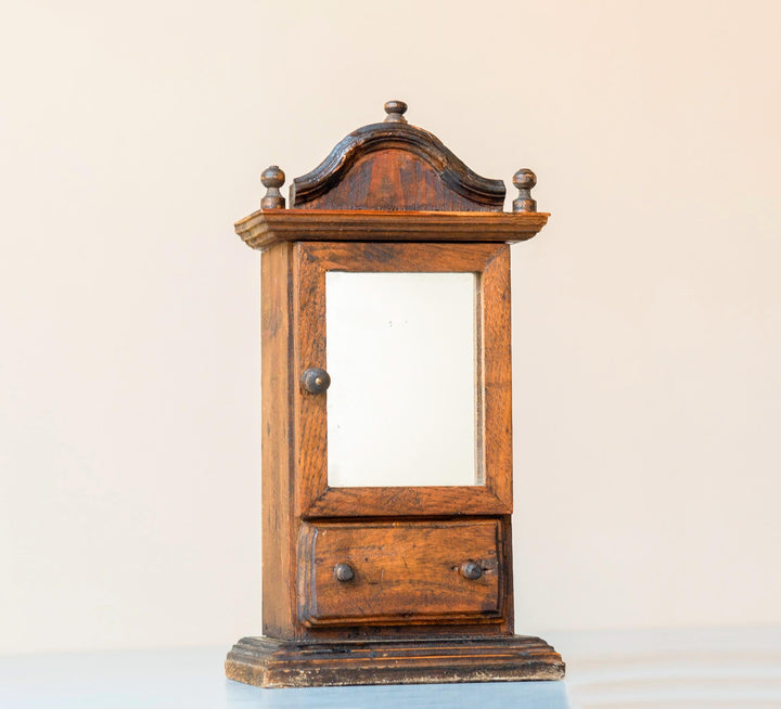 Antique Miniature Mirror Cabinet – 19th Century Folk Art