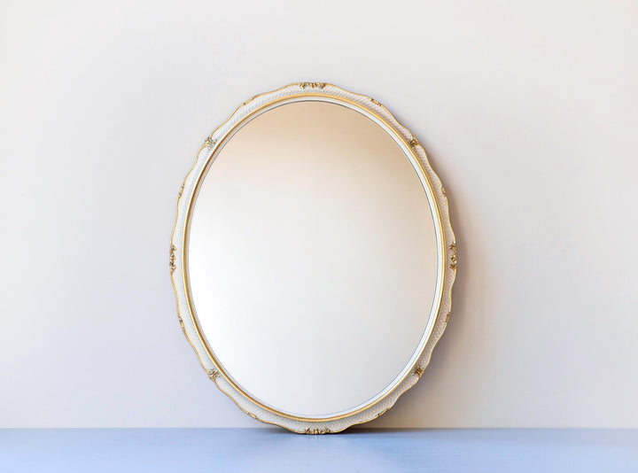 Vintage Dutch Oval Wall Mirror - Gold & Cream Scalloped Frame