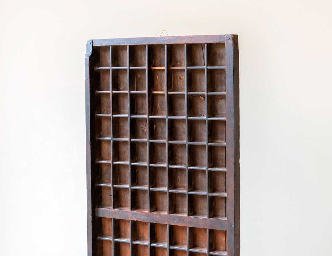 Antique Printer's Tray - Wooden Letterpress Type Case