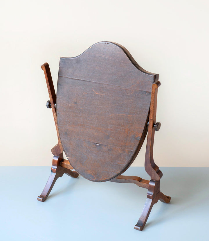 Antique Shield Mirror - English Mahogany Table Mirror