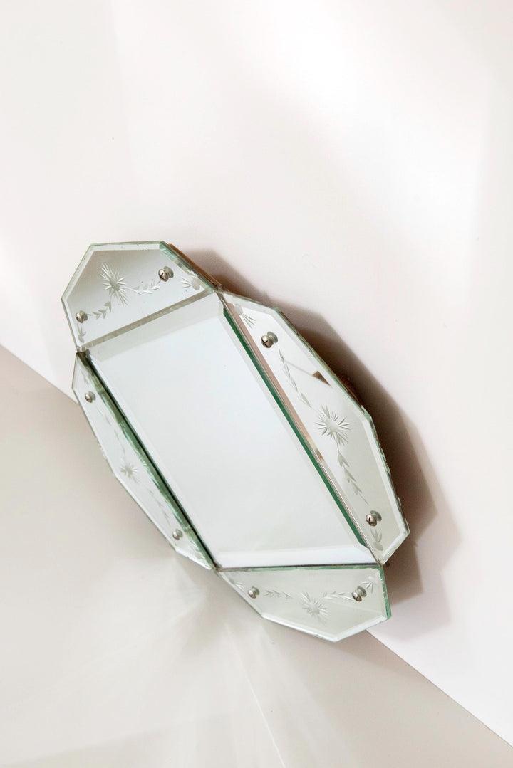 Antique Octagonal Wall Mirror - Venetian Style Etched Glass