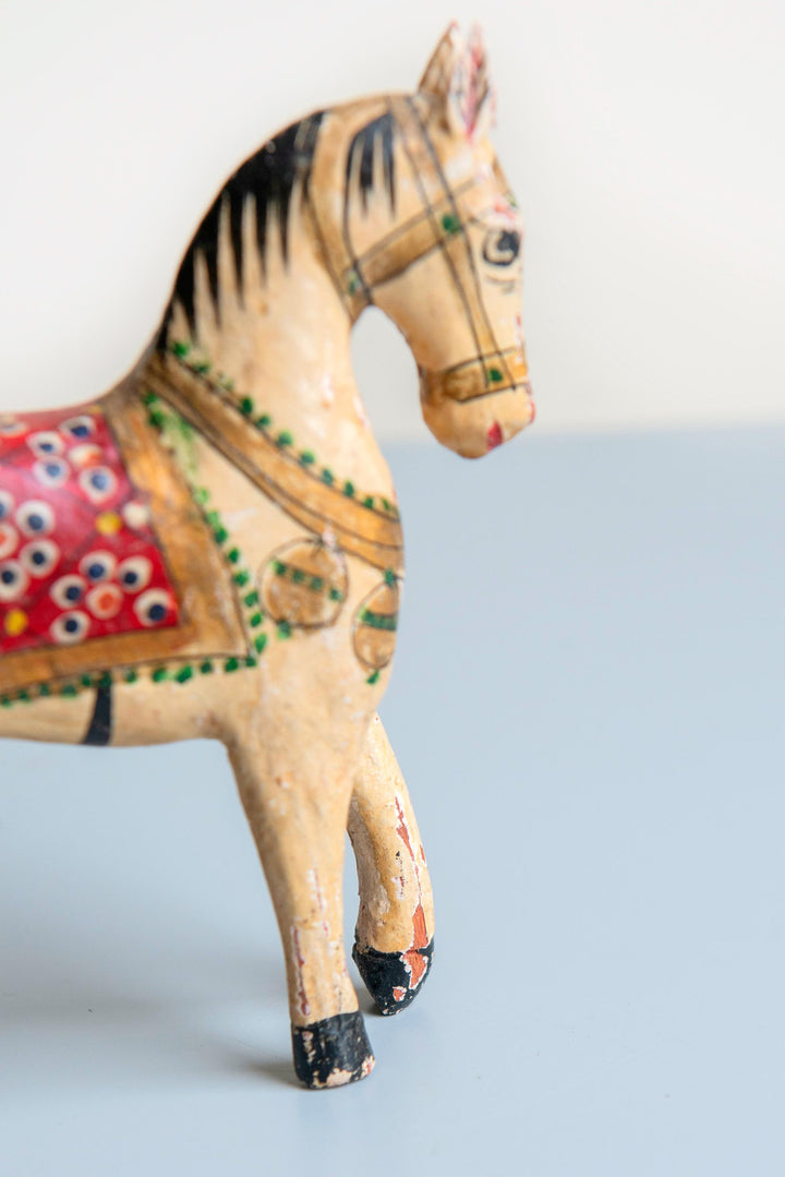 Small Antique Indian Rajasthani Wooden Wedding Horse
