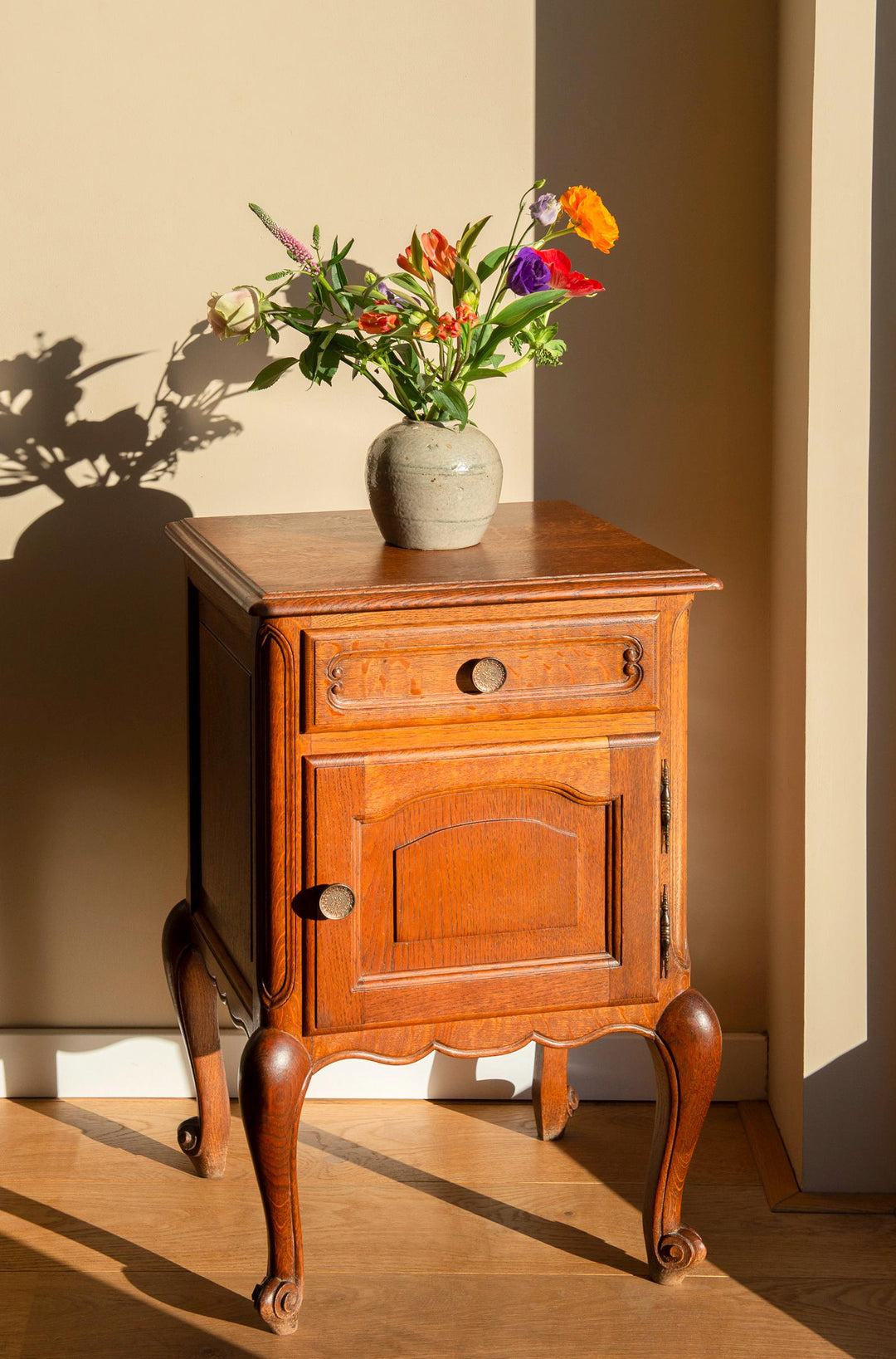 Vintage French Nightstand - Louis XV Style Bedside Cabinet