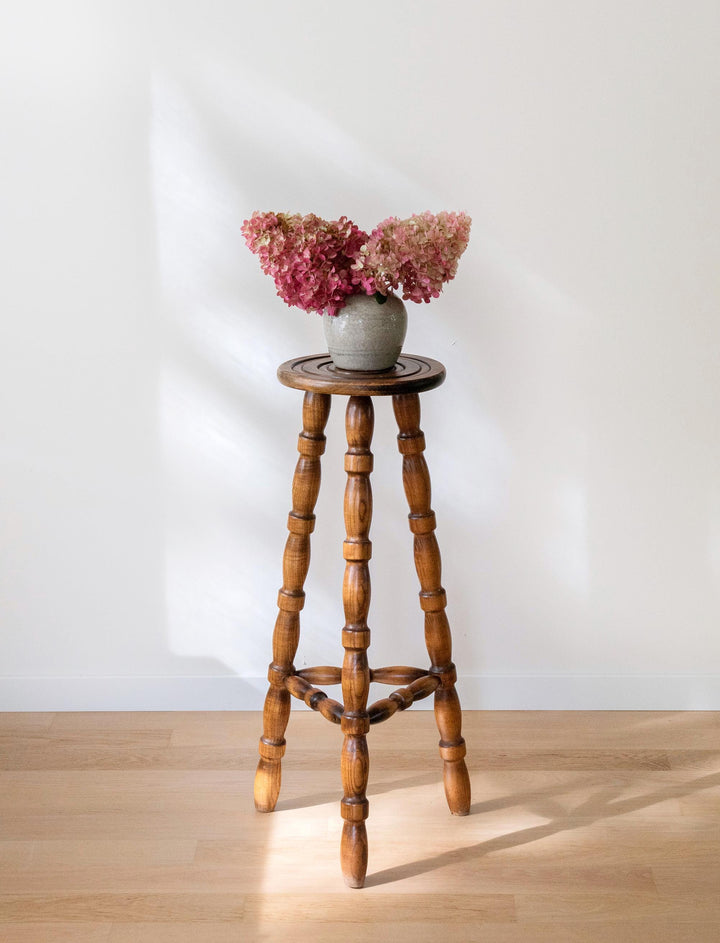 Vintage French Plant Stand - Tall Bobbin Pedestal