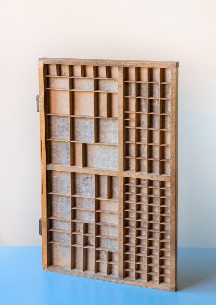 Vintage Printers Tray - Dutch Wooden Letterpress Drawer