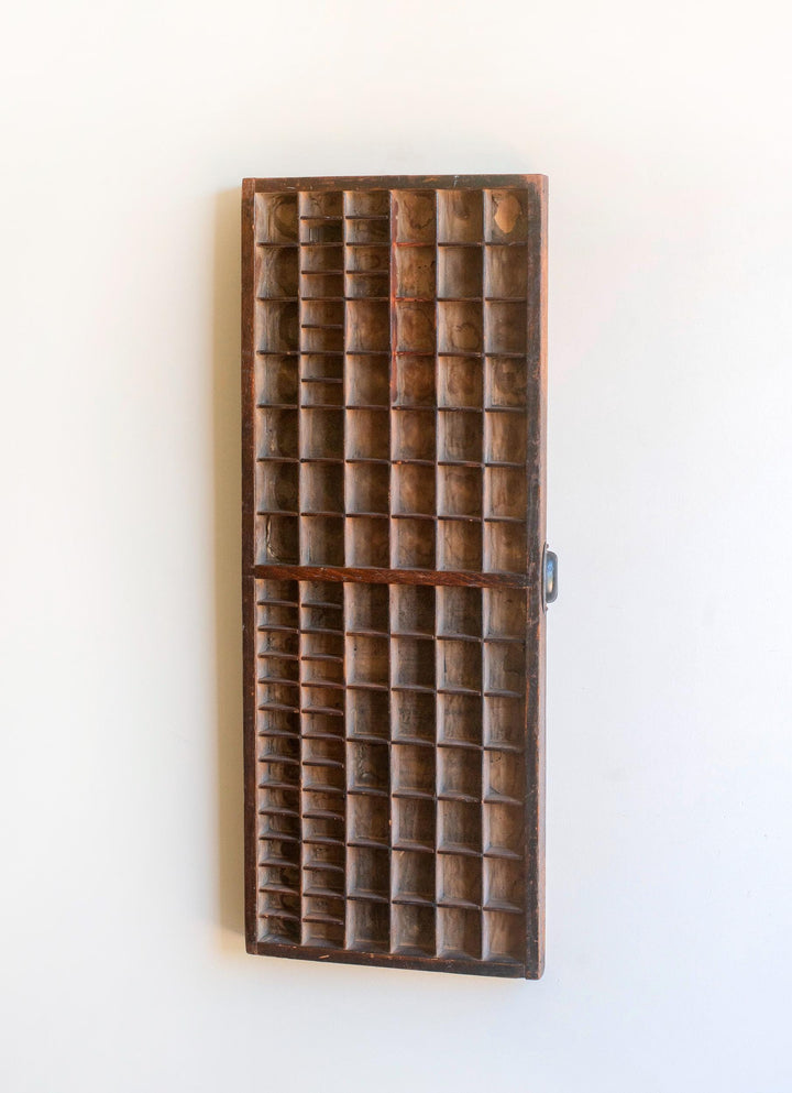 Antique Wooden Printer’s Tray - Oak Letterpress Shadow Box