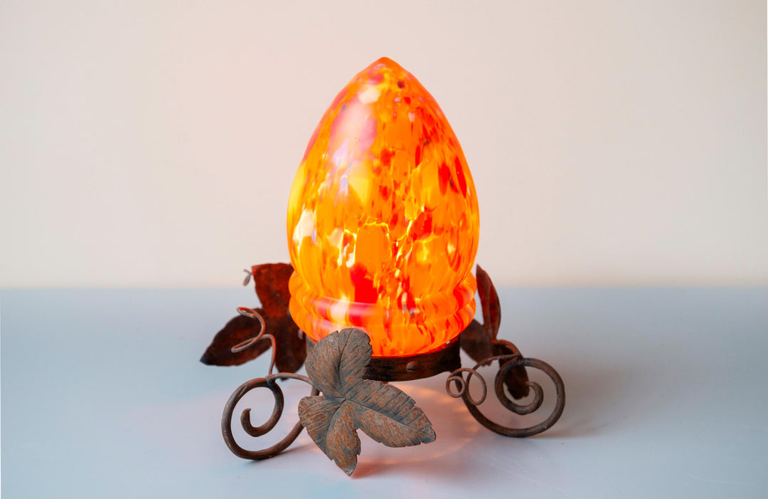 Antique Art Nouveau Wrought Iron Table Lamp