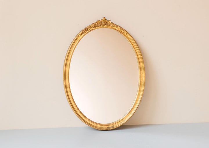 Vintage Deknudt Oval Mirror - Gilt Wood Floral Crest