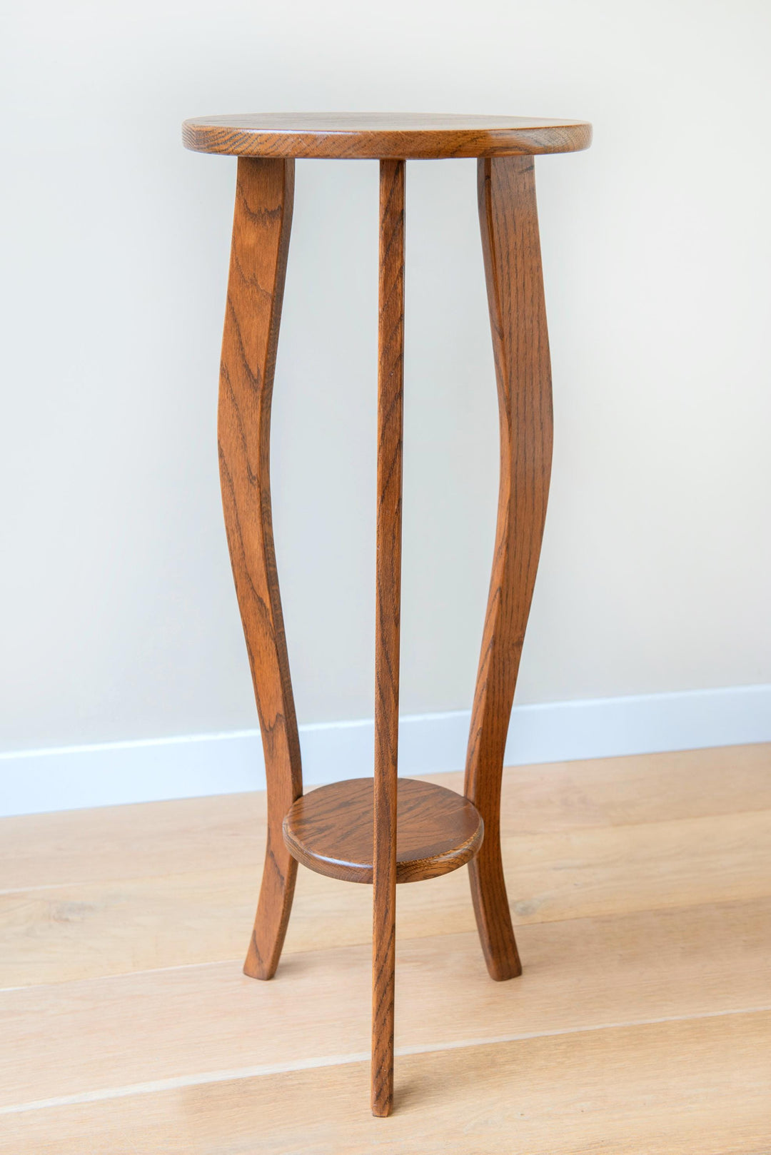 Art Deco Oak Side Table with Curved Legs