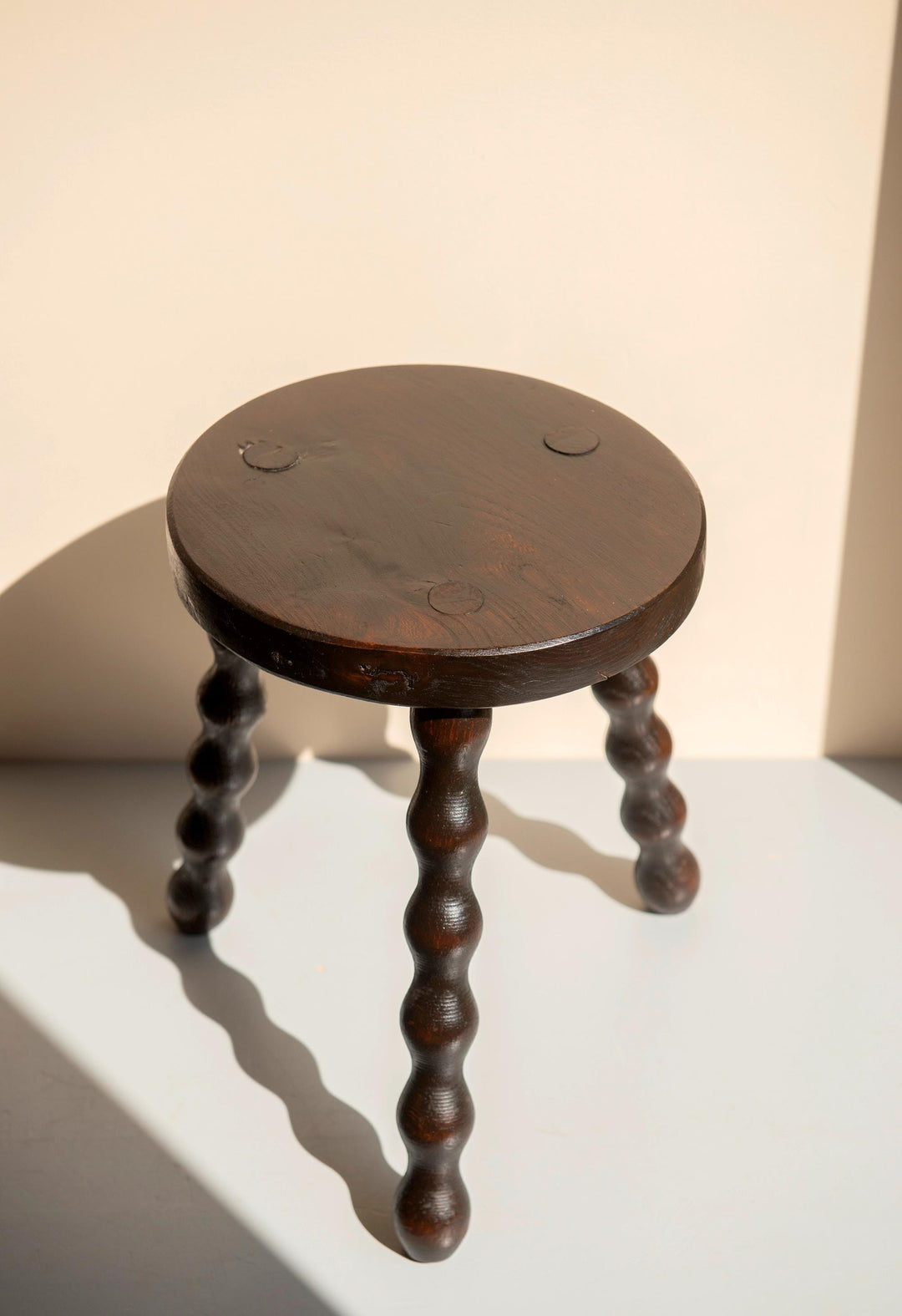Antique Bobbin Milking Stool - Handcrafted Oak Plant Stand