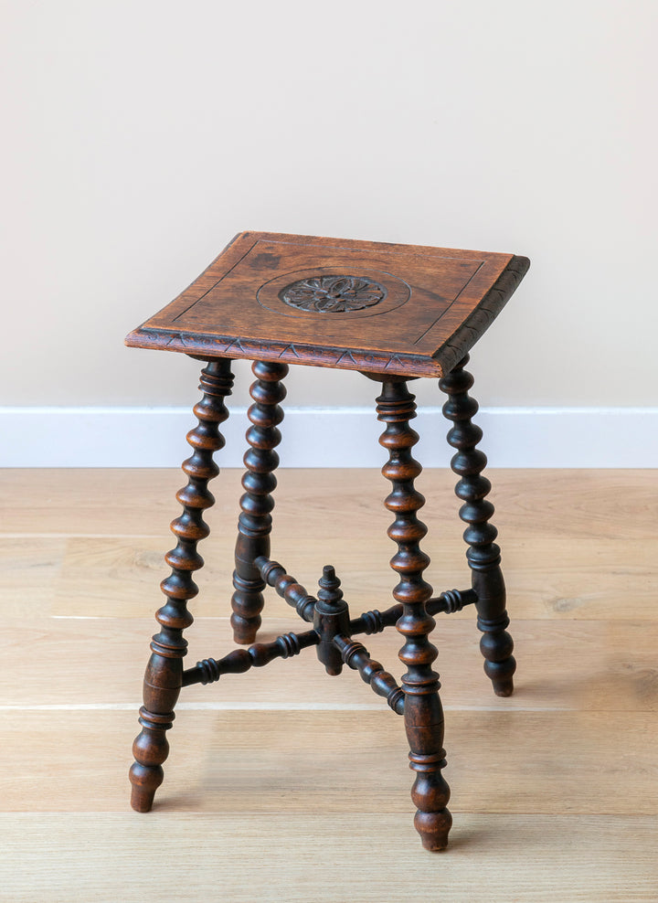 Antique Oak Table With Bobbin Legs, 19th Century
