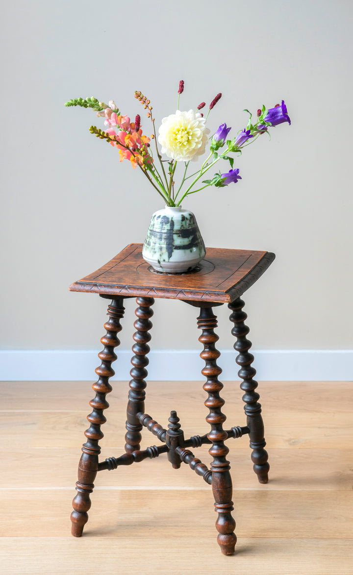 Antique Oak Table With Bobbin Legs, 19th Century
