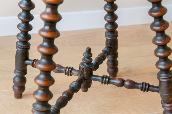 Antique Oak Table With Bobbin Legs, 19th Century