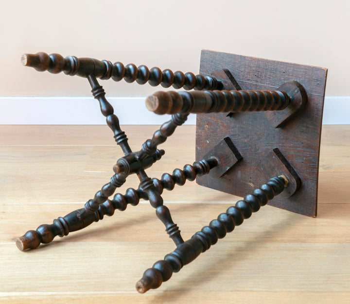 Antique Oak Table With Bobbin Legs, 19th Century