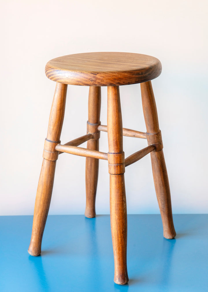 Primitive Oak Wood Farmers Stool
