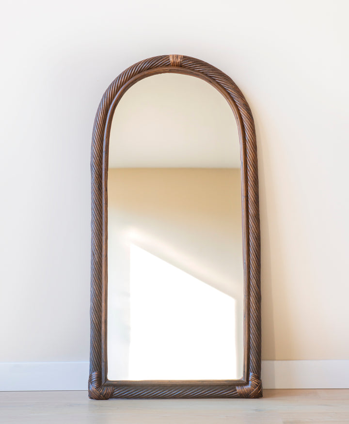 Large Vintage Rattan Arch Mirror
