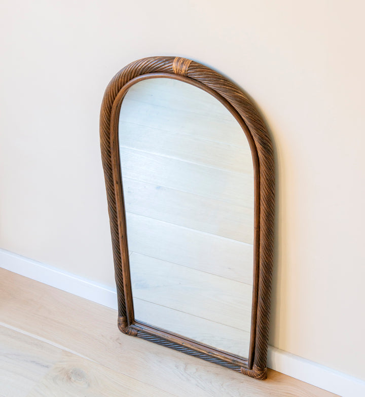 Large Vintage Rattan Arch Mirror
