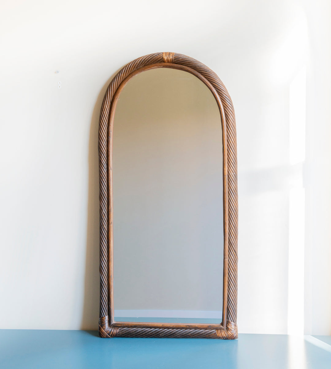 Large Vintage Rattan Arch Mirror