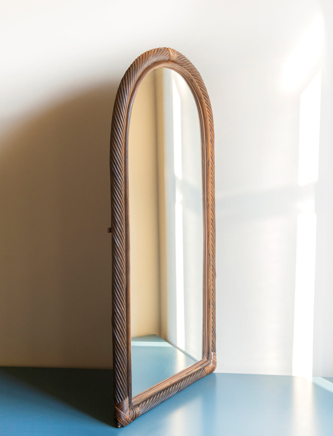 Large Vintage Rattan Arch Mirror