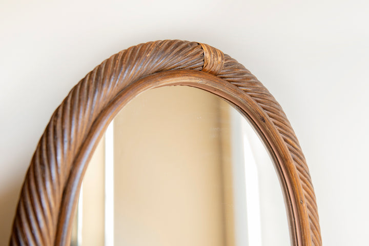 Large Vintage Rattan Arch Mirror