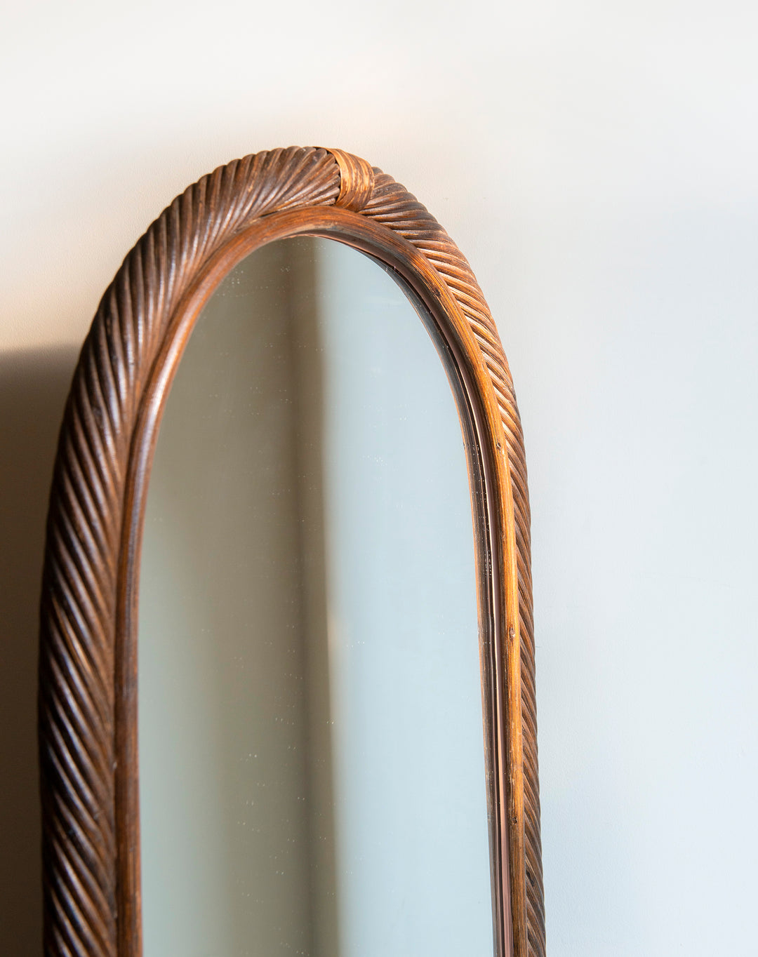 Large Vintage Rattan Arch Mirror